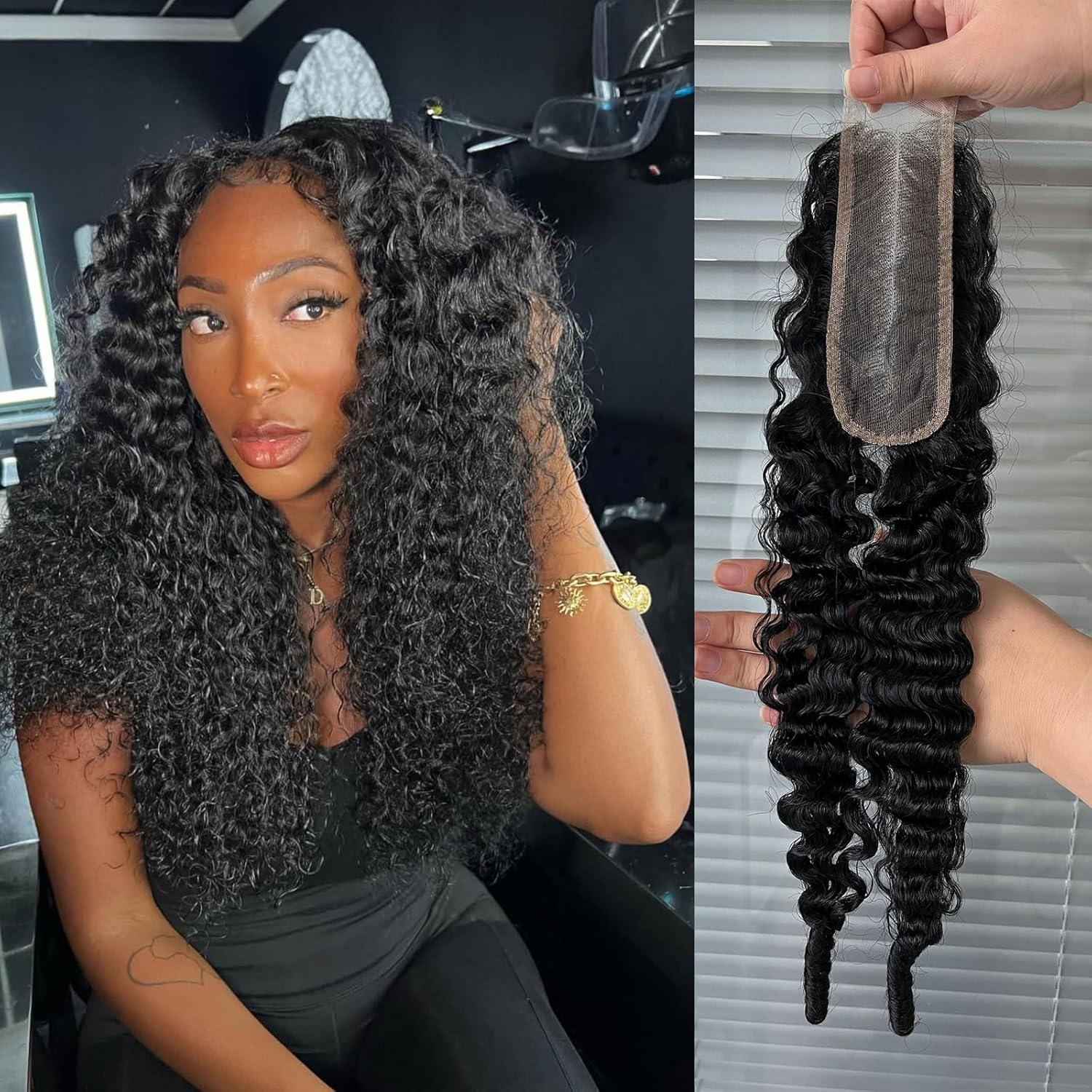 2x6 Burmese Curly Closure 100% Real Human Hair Water Wave 2x6 Transparent HD Lace Closure Natural Black 1B Color 18 Inch