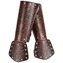 Nordic Clothing Accessories Bracers, Vintage Leather Bracers for Men, Viking Wolf Head Leather Bracers, Brown, 5 * 5 * 1cm gallery image