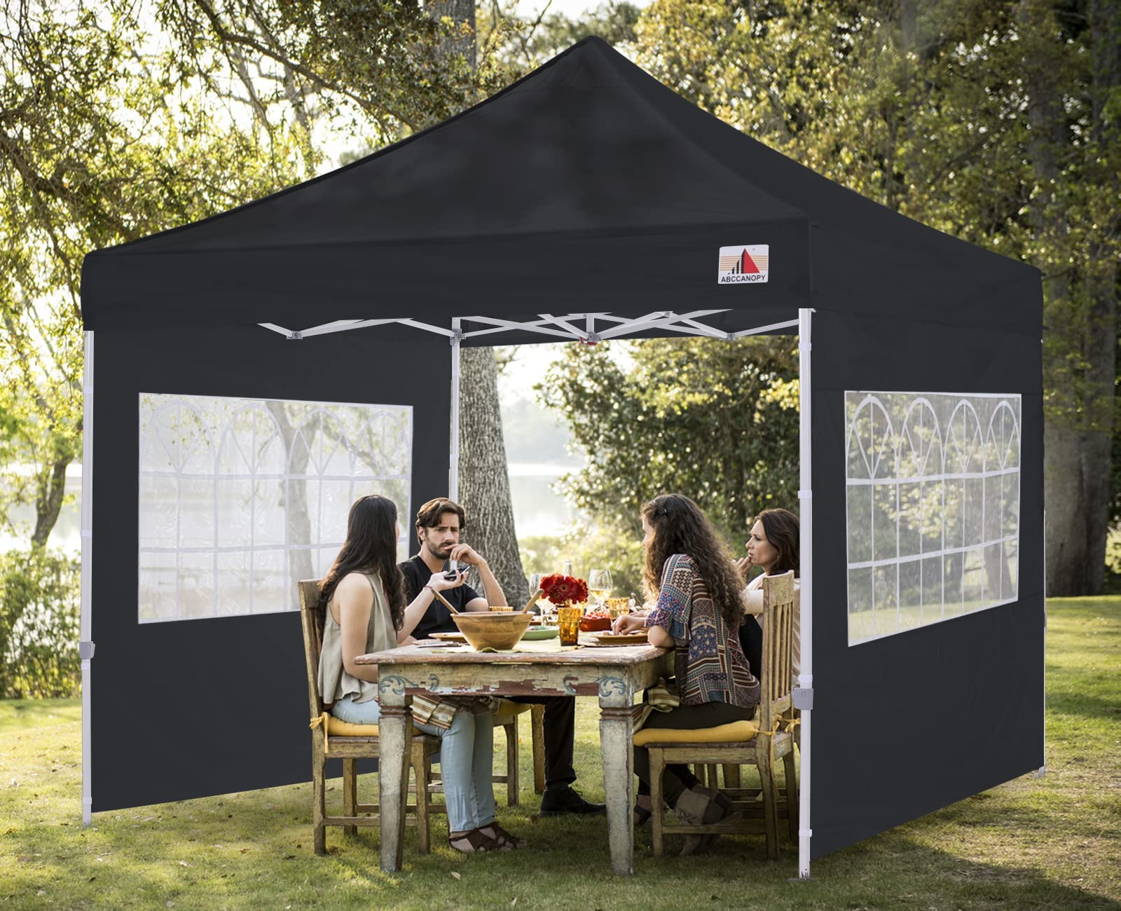 ABCCANOPY Pavillon Seitenteile 3x3,Seitenwände mit Fenster 2 Stück,Schwarz