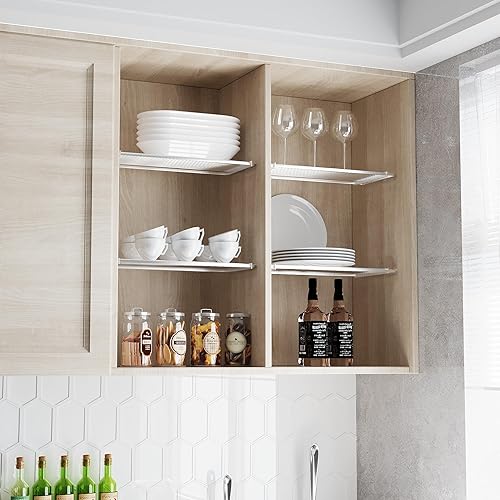 Miniatura 3 de jkxoo Estante de tensión expandible, organizador de estantes de armario de metal resistente, estantes ajustables, sistema de estantería de armario