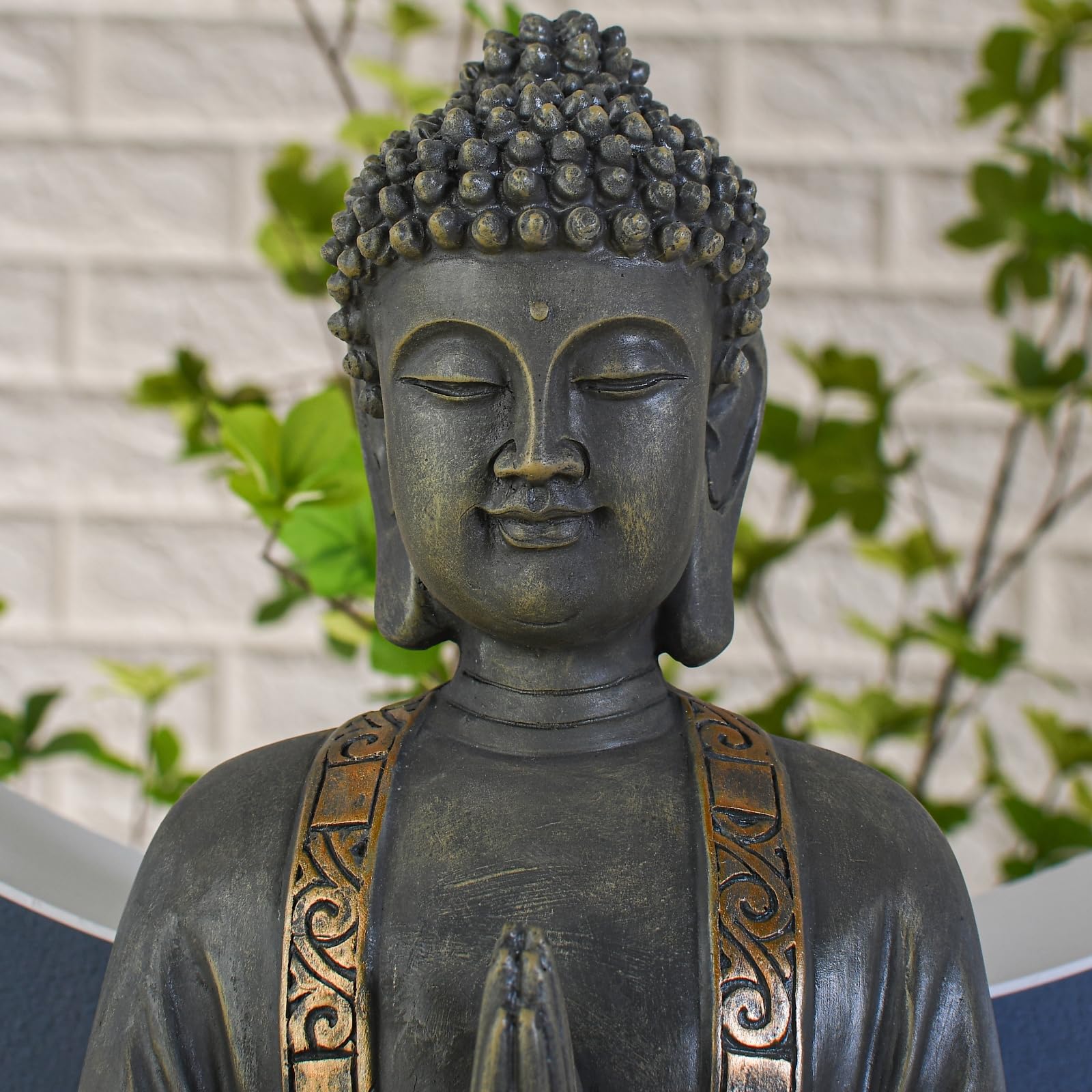 Zen Buddha Statue 40 cm Harz Patina Feng Shui Dekoration Bronze
