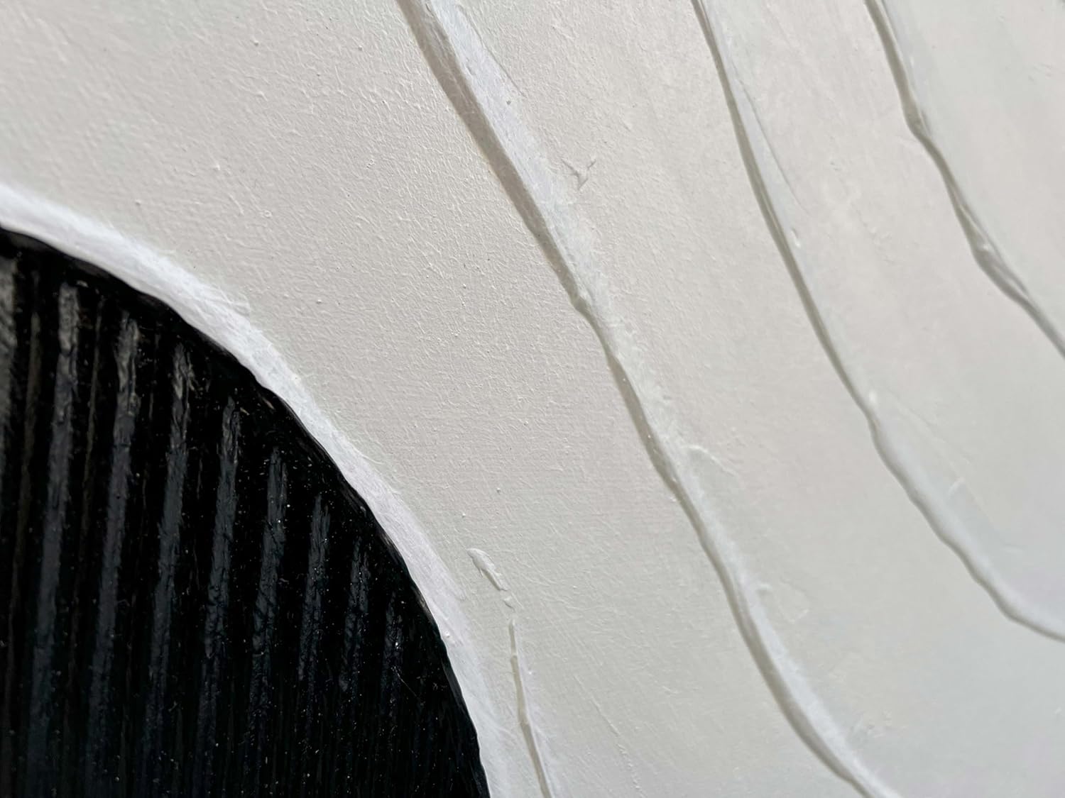 Creespi Hand-Painted Black and White Abstract Canvas Wall Art,Minimalist Thick Textured Oil Painting for Wall Decor 24x36 inch