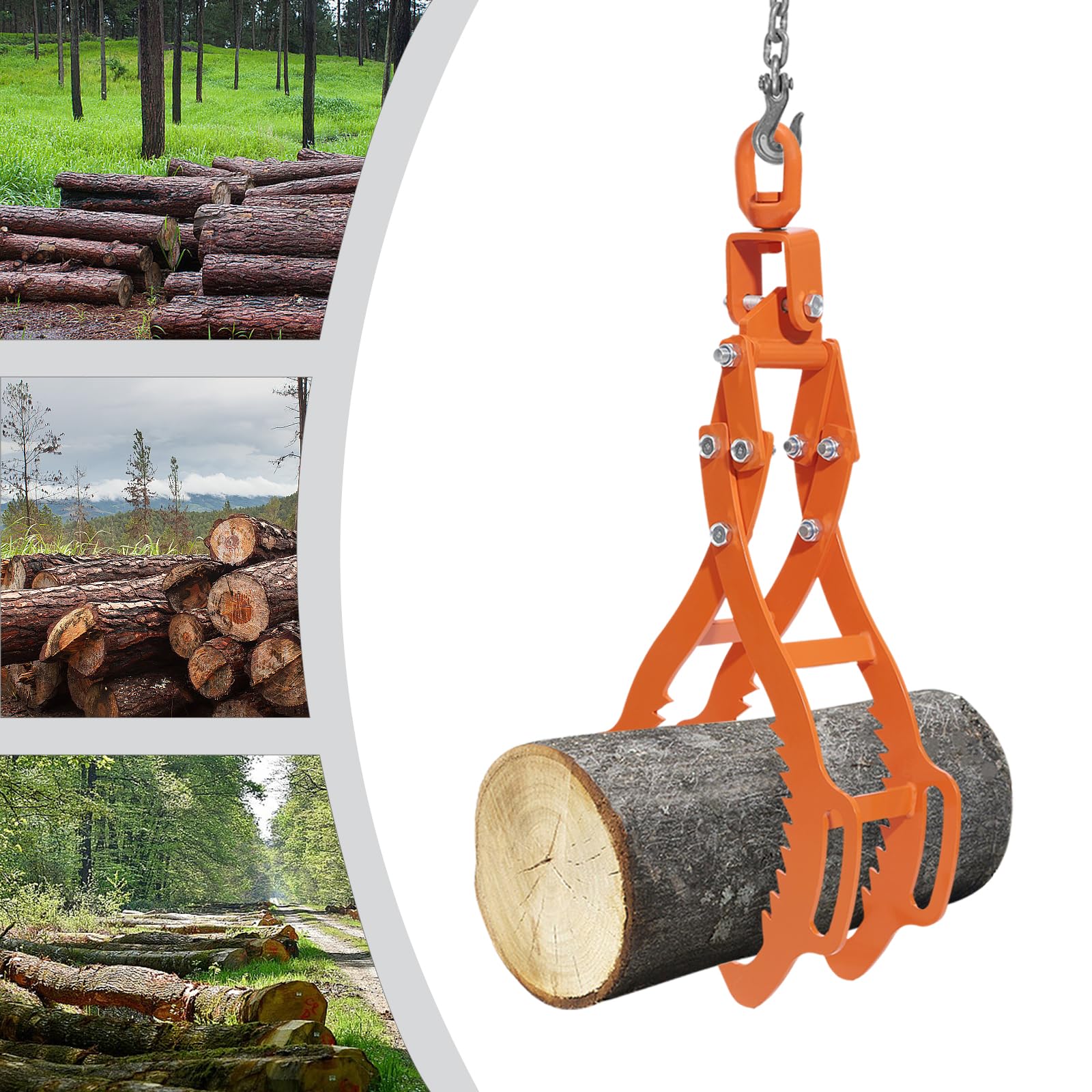 Alicates de elevación de tronco de árbol de 28 pulgadas para levantar troncos y pinzas de madera con diseño de cuatro garras, tamaño máximo de apertura 71 cm para silvicultura y construcción