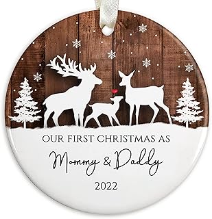 Family Christmas Ornaments - First Time Parents Gifts for Christmas - New Mom Gift, First Time Mom Gift - First Time Dad Gifts - Babys First Christmas - First Christmas as Mommy and Daddy Ornament