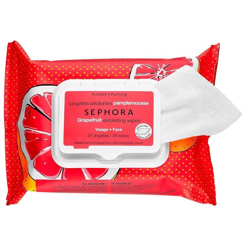 Lenços esfoliantes SEPHORA COLLECTION com fragrância de toranja, 25 unidades