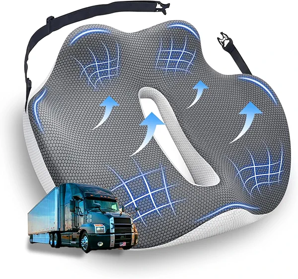 japiroc X-Large Seat Cushion for Truck Driver, Upgraded Cushion for Back Support and Pain Relief, Memory Foam with Non-Slip Washable Cover, Relieves Long-Term Truck Sitting and Pain