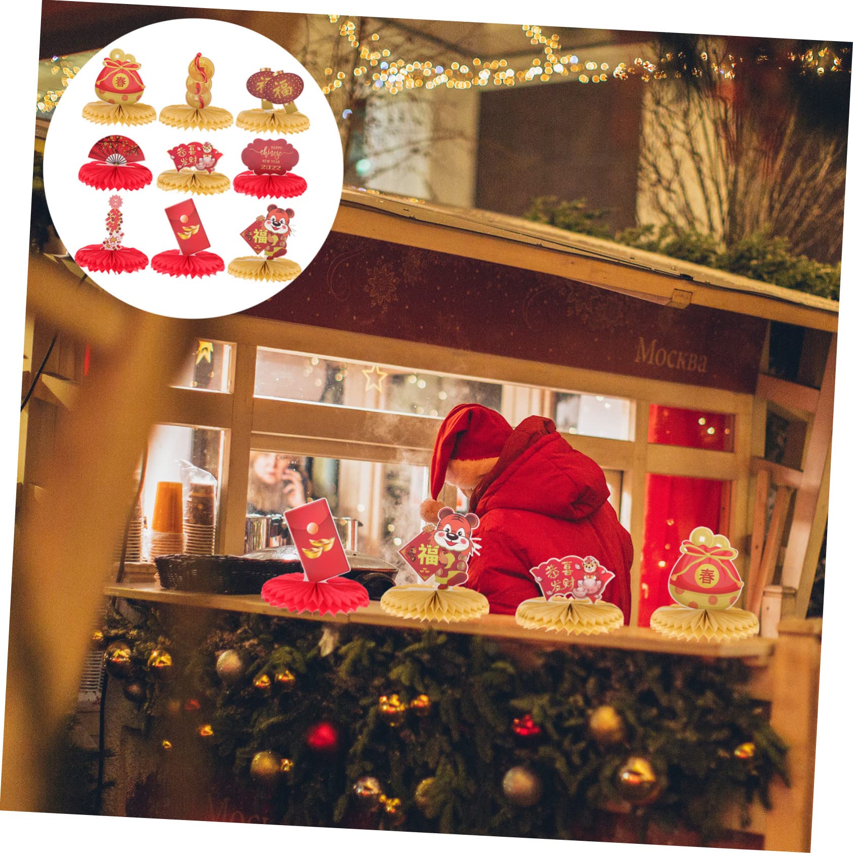 PRETYZOOM 27 Pezzi A Nido d'Ape Ornamenti Decorativi Capodanno Decorazione Artigianale Capodanno Decorazione Fornitura Capodanno Palla A Nido d'Ape Capodanno Festa A Tema Decor Palla A Nido