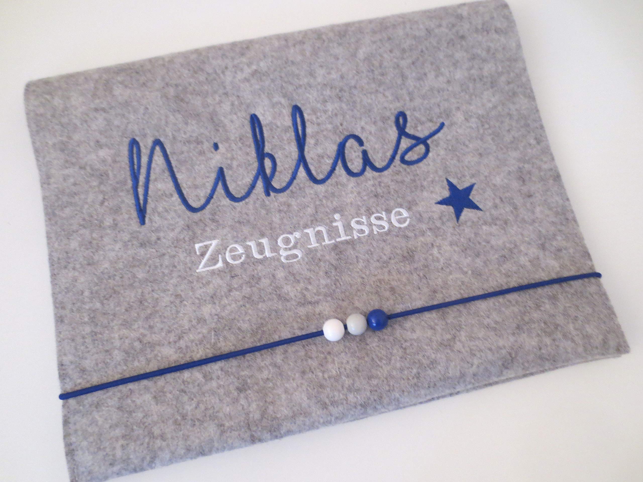 Zeugnismappe Wollfilz Mappe Zeugnisse DIN A4 Grundschule Schule "Stern"