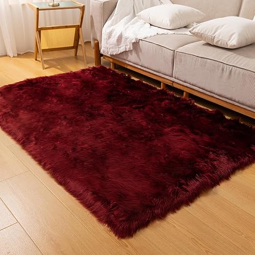 Miniatura 217 de Alfombra blanca de piel sintética de piel de oveja de 2 x 6 pies, alfombra mullida súper suave y esponjosa utilizada para dormitorio, suelo de Blanco