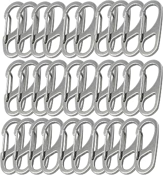 Small Carabiner Clips 1.25 inch/1.85 inch Snap Hooks with Fixed Eye Spring Gate Keychain Parocord Rope Clasps Accessories