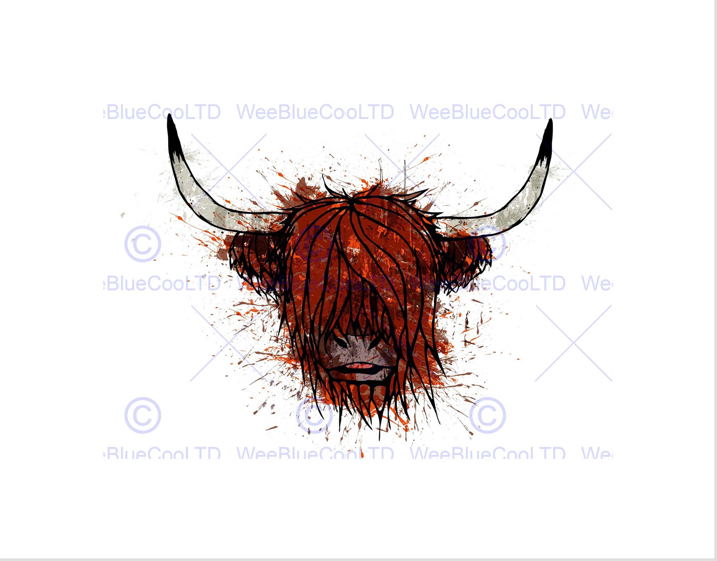 Wee Blue Coo Highland Cow Portrait Art Wall Art Print