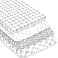 Vista 3 de Pack n Play Sheets – Pack and Play Sheets – Juego – Sábanas de colchón 100% de algodón de punto de jersey súper suave – Sábana portátil