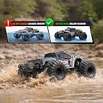 RC Cars 1:14 4WD Off-Road RC Monster Truck High Speed 40 km/h, 4x4 Remote Control Car with 2 Rechargeable 1300mAh Batteries and 2 Sets of Tires for Adults & Boys