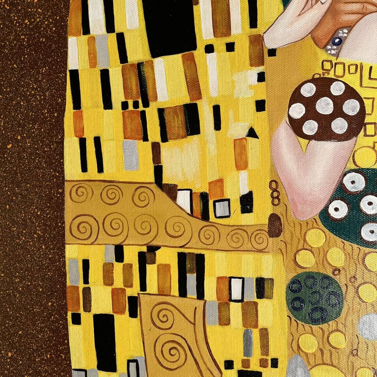 Amazon.co.jp: 秀作 手書き油絵 クリムト 接吻 キス（大）額付き