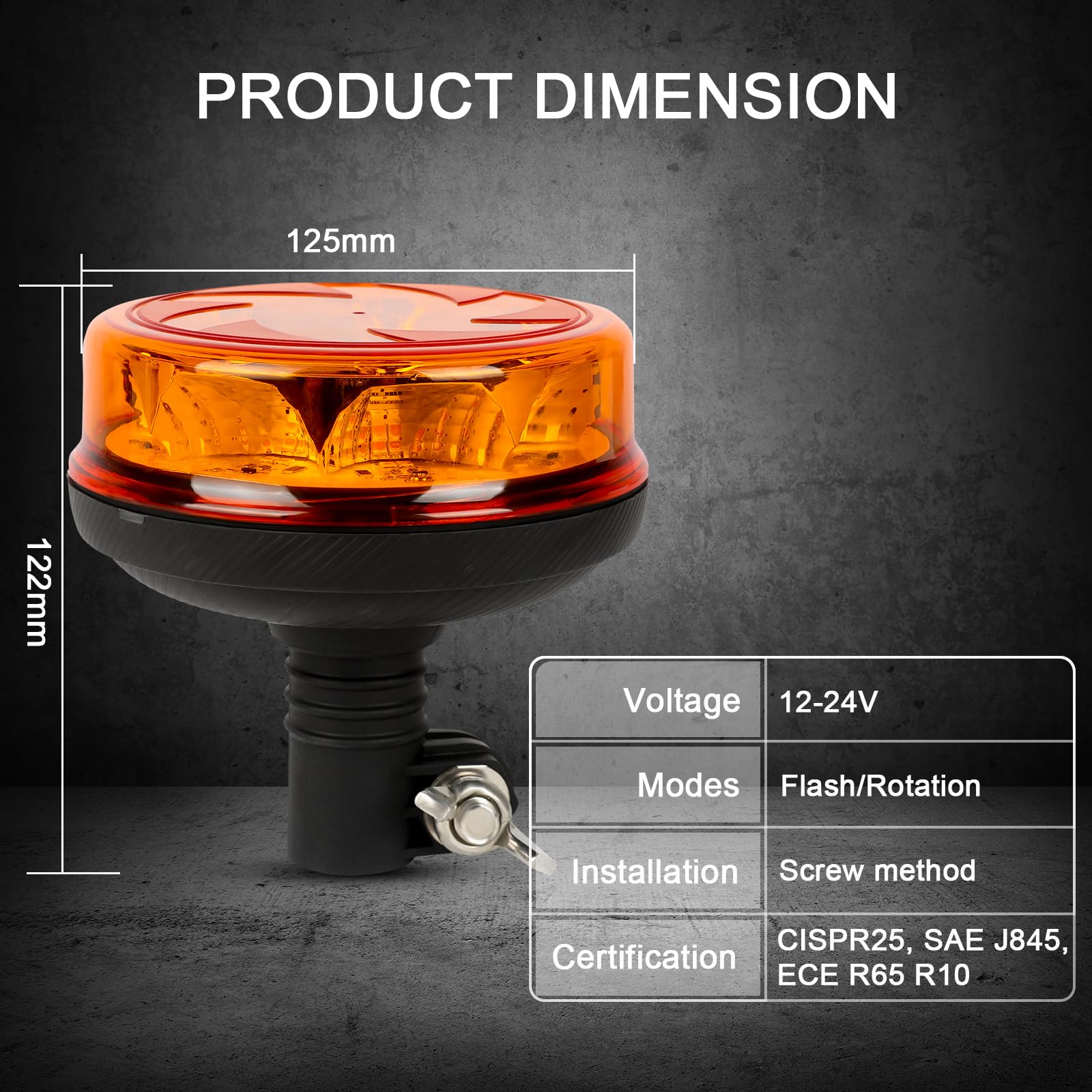 AOHEWEI Luce di segnalazione a LED ambra, 4 lampeggianti e 2 modelli rotanti 12/24V 16 pezzi Lampada stroboscopica a LED per macchine agricole Veicolo commerciale Scuolabus Trattore Escavatori Camion
