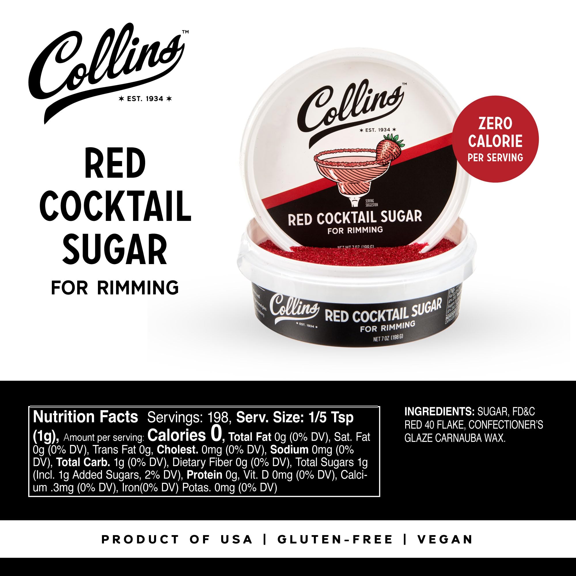 Collins Red Cocktail Sugar - Enhance Your Drinks -4 Collins Red Cocktail Sugar - Enhance Your Drinks -4