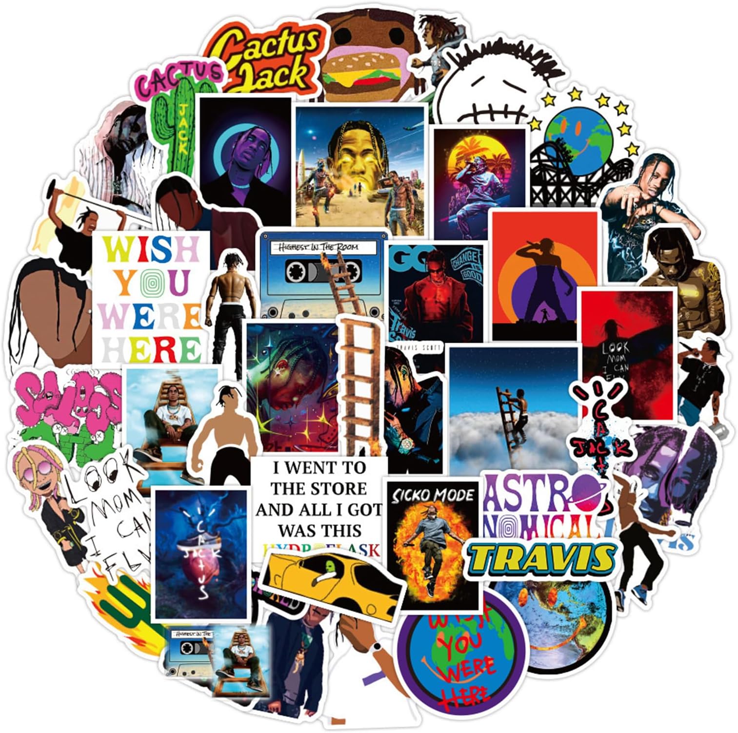 Rapper Music Stickers 50 Psc,Hip Hop Vinyl Waterproof Stickers for Personalize Laptop,Car,Motorcycle,Skateboard,Guitar,Piano,Helmet