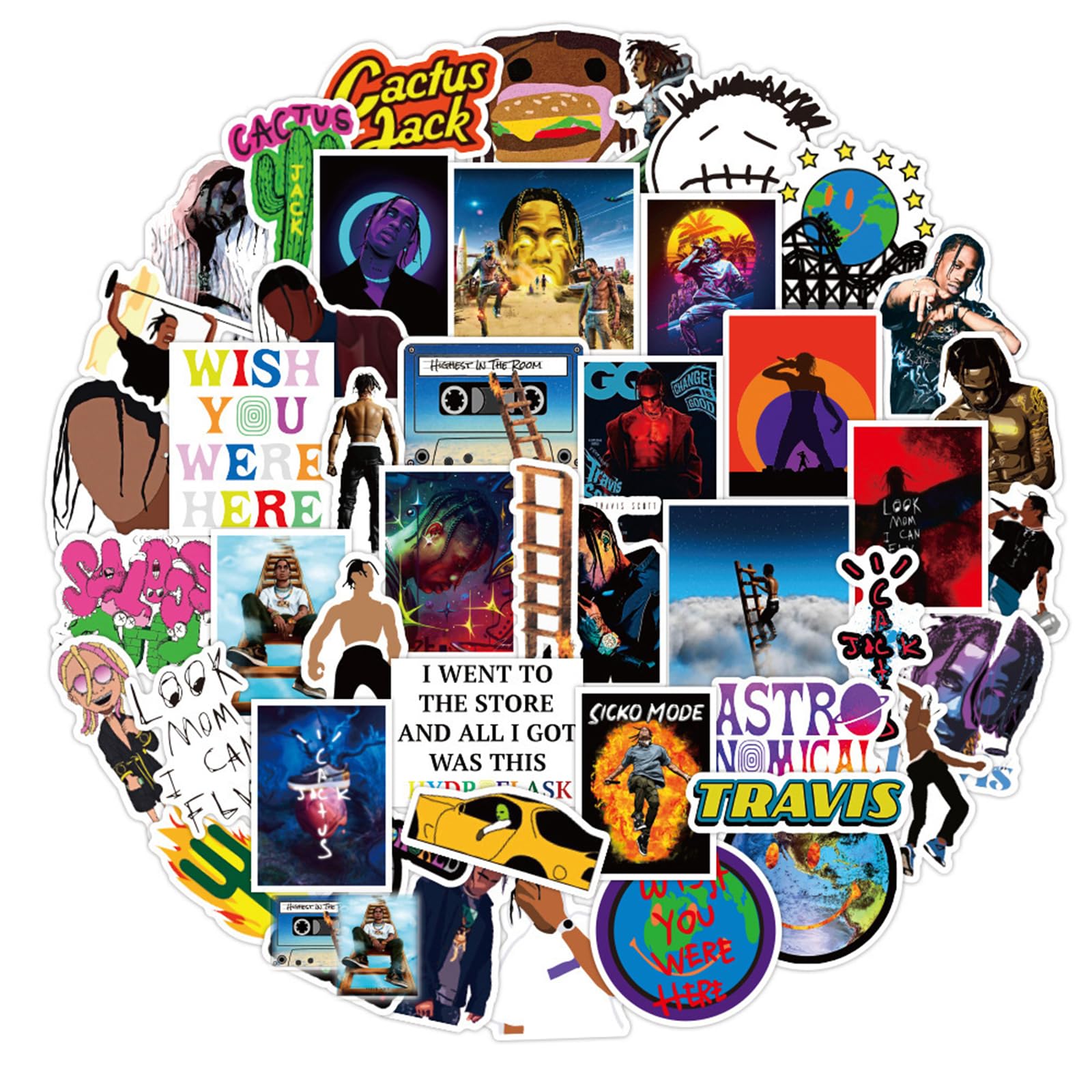 Rapper Music Stickers 50 Psc,Hip Hop Vinyl Waterproof Stickers for Personalize Laptop,Car,Motorcycle,Skateboard,Guitar,Piano,Helmet