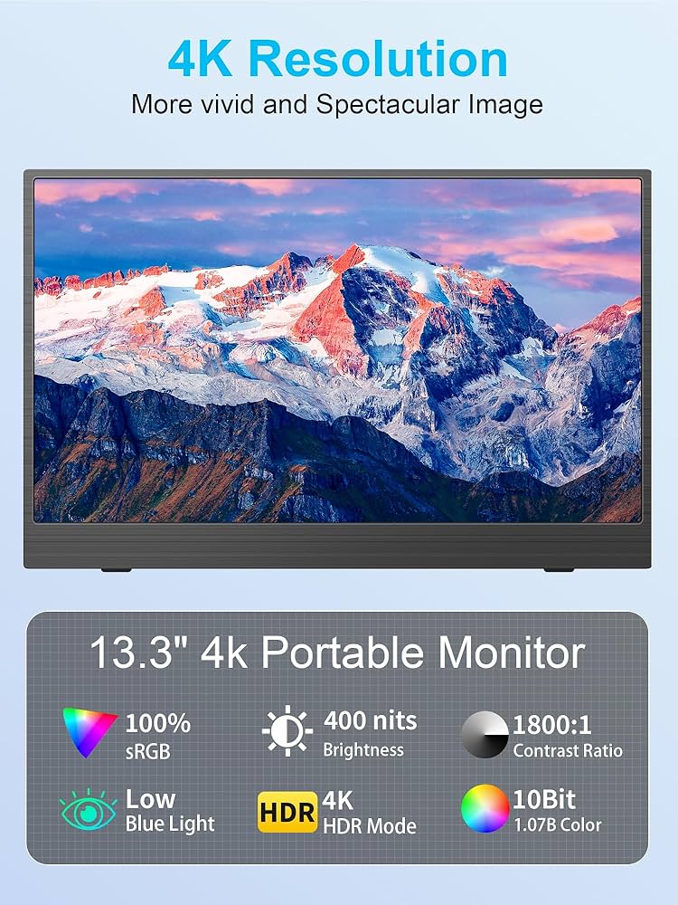MAGICRAVEN 13.3インチ 4K UHD ディスプレイ Amazon.com: MAGICRAVEN 4K Portable Monitor, 13.3