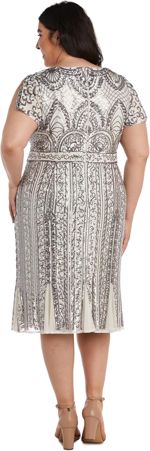 R&M Richards Women's Elegant Sequin Bodice Chiffon Maxi Dress W/Cape Sheer Sleeves | Evening Cocktail Party - Image 6