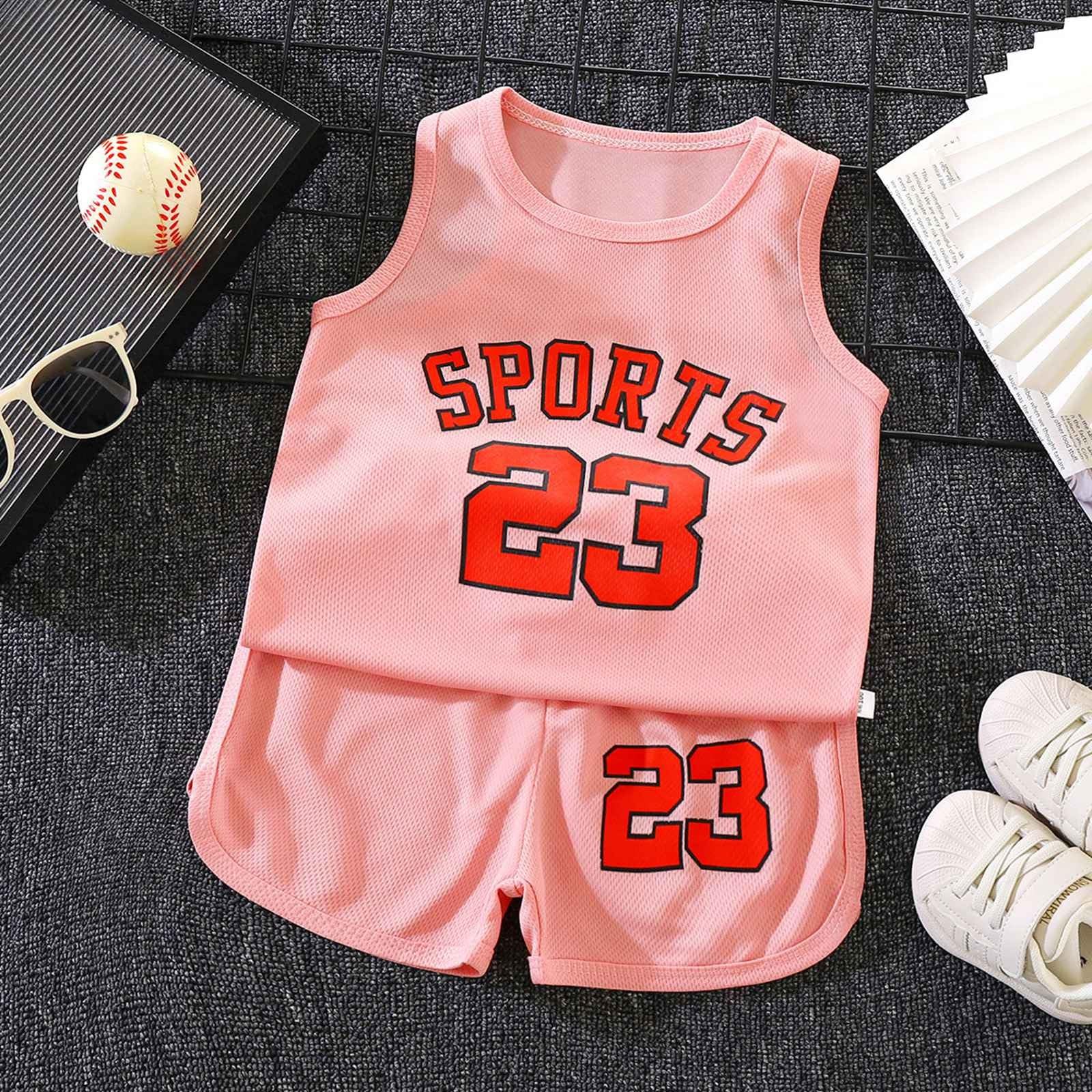 Generisch Conjunto de baloncesto de verano para niños y niñas, chaleco de malla y pantalones cortos, ropa deportiva ligera para niños