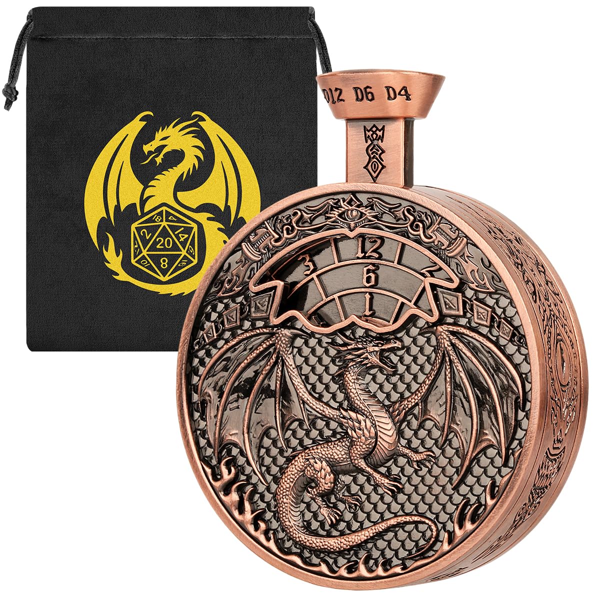 Dragon & Cthulhu Theme Press Dice Spinner, DND All-in-1 Metal Dice with Bag