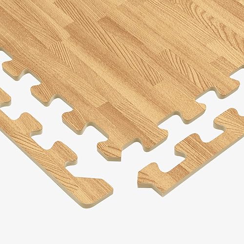 Miniatura 39 de Azulejos de espuma estampada Forest Floor de 5/8 pulgadas de grosor, tapetes de espuma entrelazados de grano de madera premium, suelo antifatiga