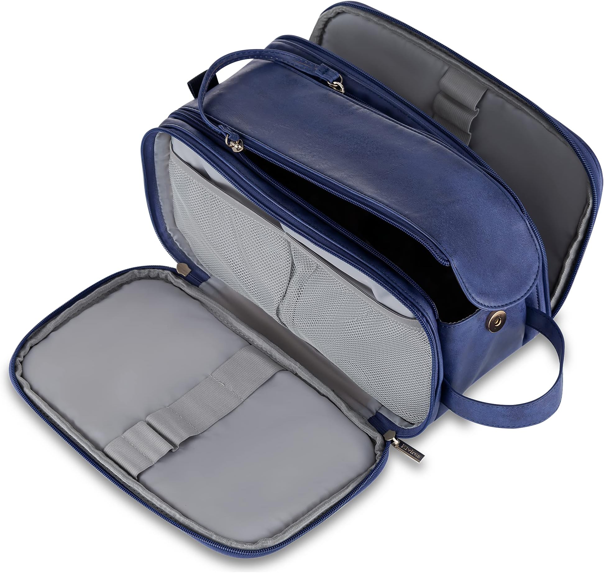 Elviros Toiletry Bag for Men, Large Travel Shaving Dopp Kit Water-resistant Bathroom Toiletries Organizer PU Leather Cosmetic Bags