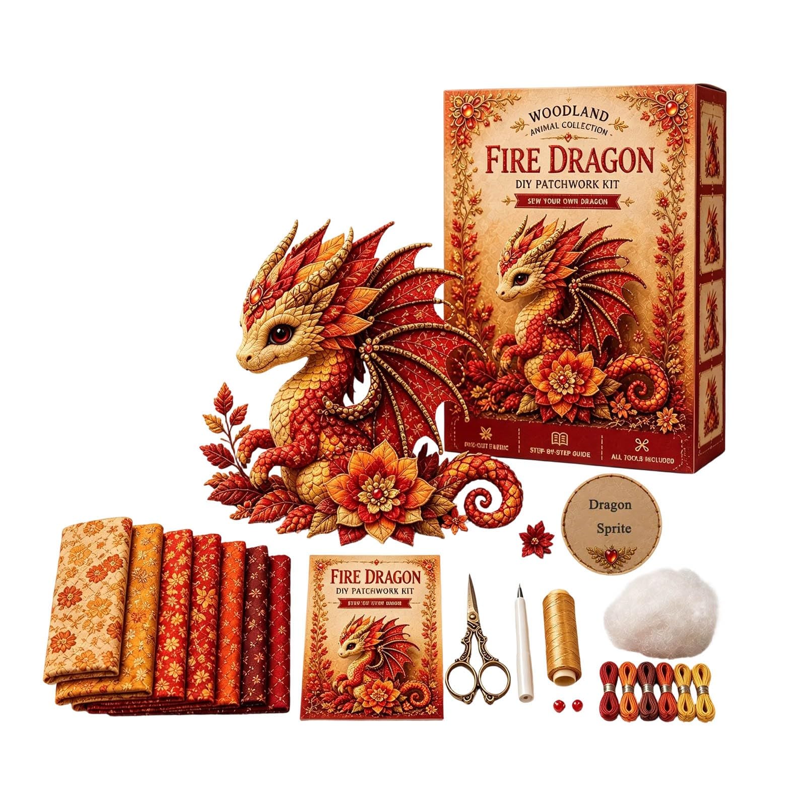 Arctic Winter Guardians DIY Patchwork Kit, Fantasy 3D Felt Animal Sewing Kit with Pre-Cut Materials, Handmade Polar Mythical Creature Craft for Beginners, Novelty for Home Decor (Colour-M)