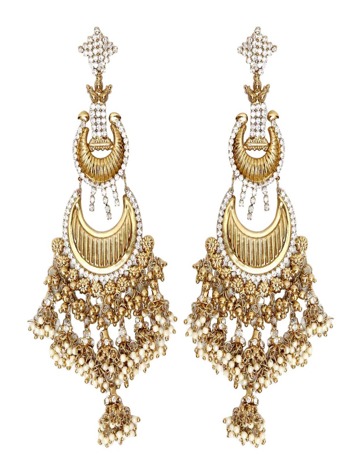 ELORA CREATIONS Designer Fancy Stylish Gold Plated Dangle & Drop - Jhumki, Crafted with American Diamonds For Girls and women, Suitable for Parties,Wedding and other Traditional Occasions (B07PY76GCX) Amazon Price History, Amazon Price Tracker