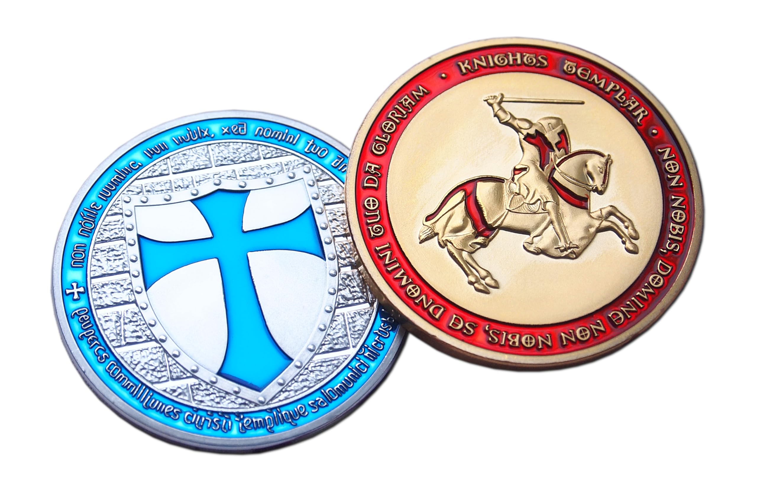 Eillwin Knights Templar Commemorative Two Coin Set, Cross & Seal Designs, Masonic Religious Souvenir