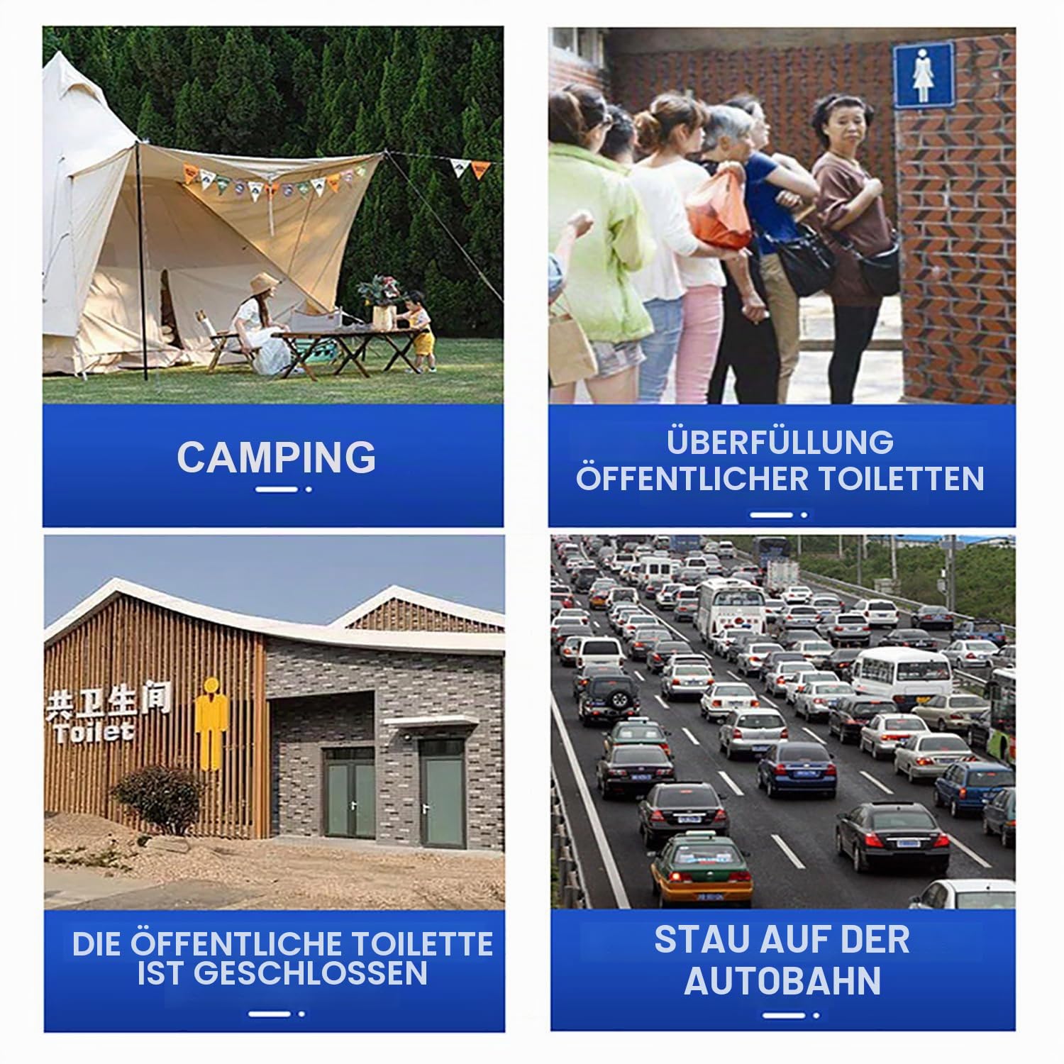 Campingtoilette Faltbar，Reisetoilette，Mobile Toilette, Trenntoilette, Tragbare Toilette für Draußen Oder Drinnen,Große Campingklo für Camping, Wandern, Reisen, Wohnmobil, Garten