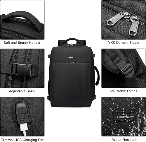 Vista 6 de BIKROD Mochila de viaje para mujer, mochila de transporte extra grande aprobada para vuelos de 45 L, mochila resistente para hombres de negocios
