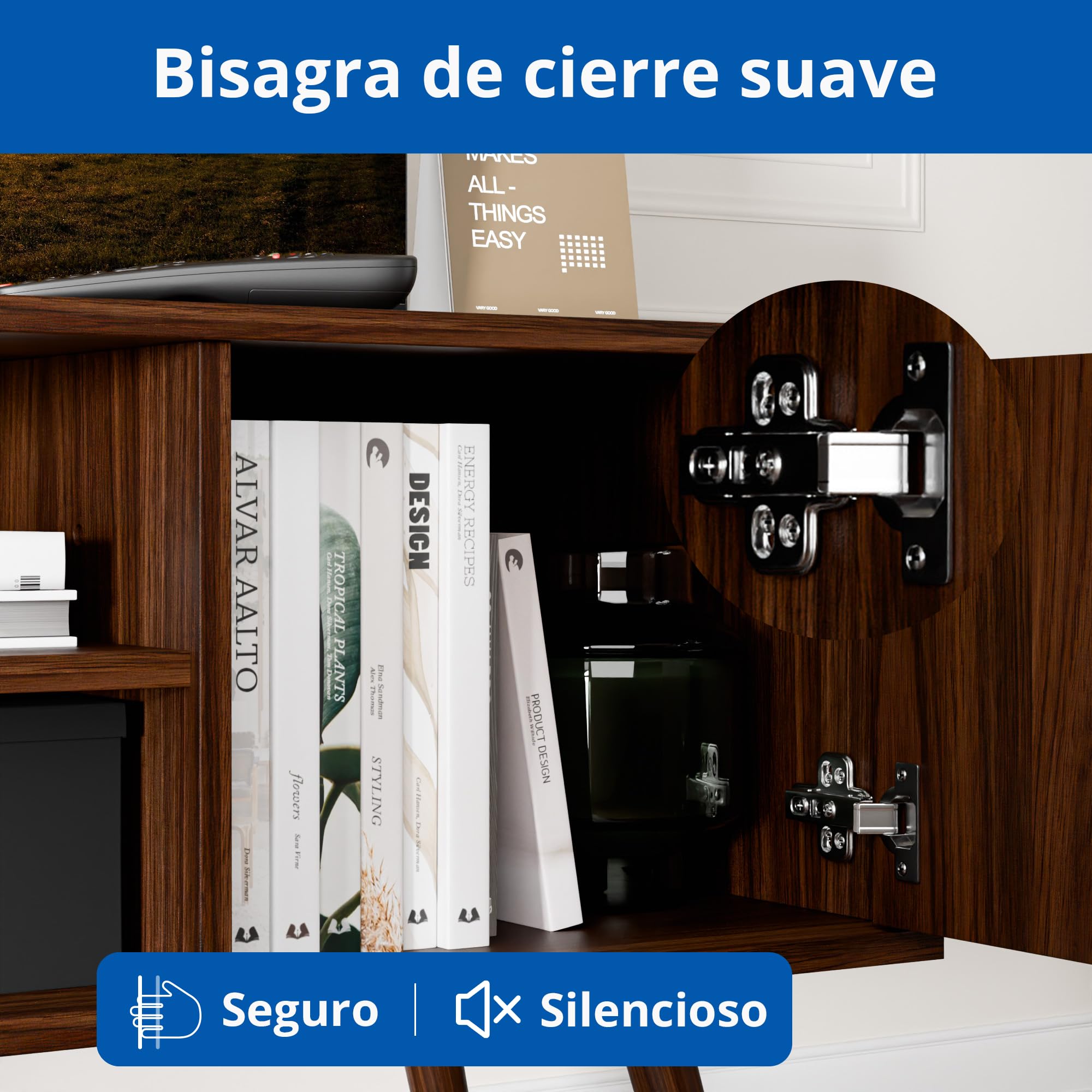 Mueble TV para hasta 50 Pulgadas, 40 x 110 x 49.5 cm, Mueble TV Salon con Puerta de 40 cm, Ajustable Estante Abierto, Centro de Entretenimiento Estilo Medieval, Dormitorio, Comedor (Marrón Oscuro)