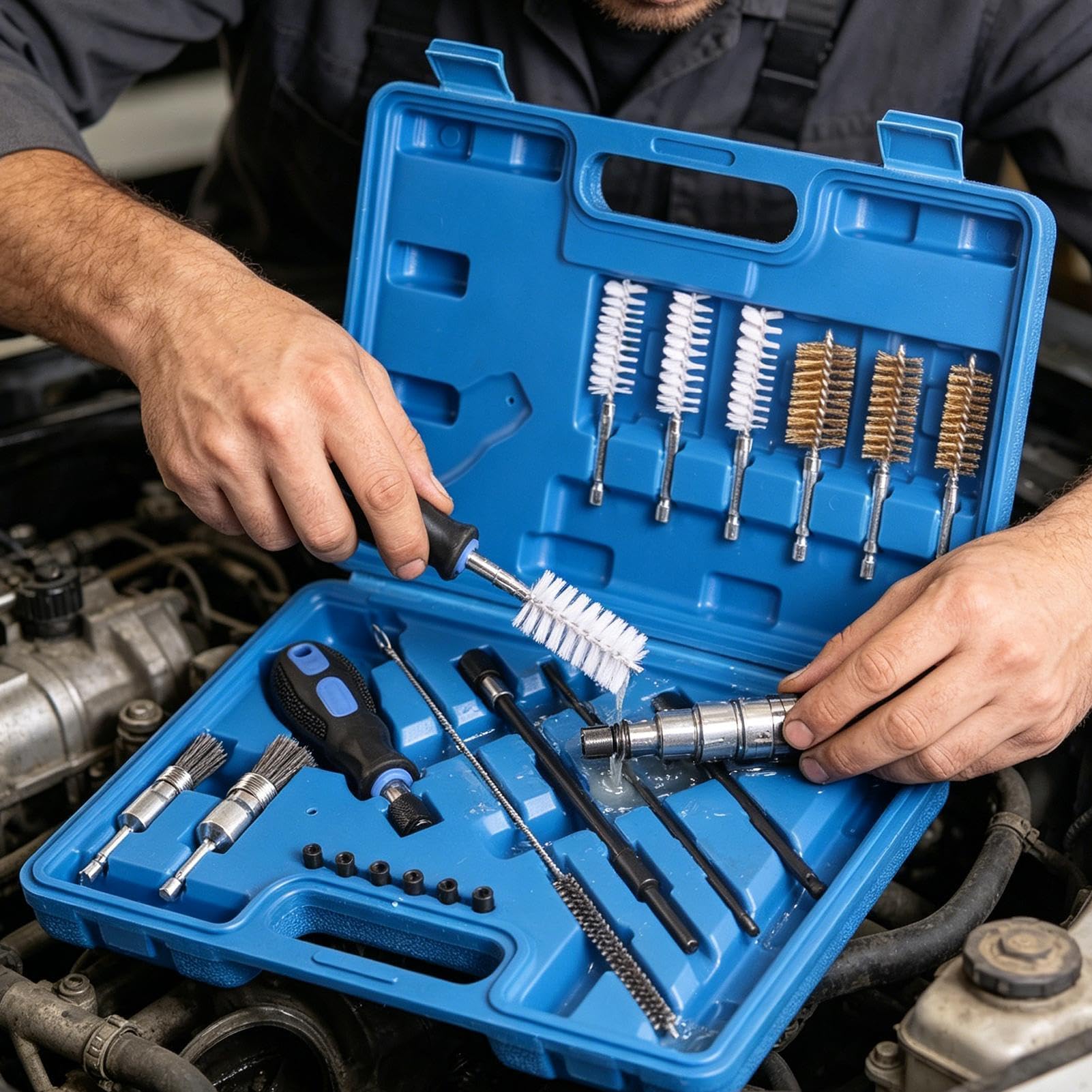 Kit Di Pulizia Iniettori Set Di Spazzole Per La Manutenzione Del Motore | Spazzola Di Pulizia Per Sede Iniettori Per Uso Esterno Garage Officina Casa Tecnici Berlina E Camion