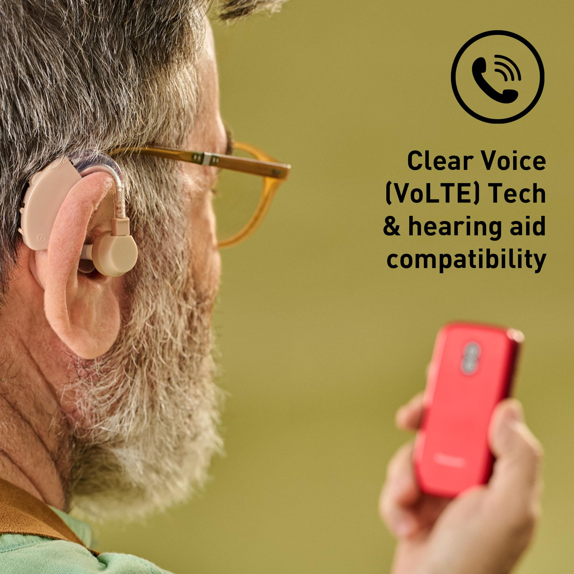 Panasonic KX-TU410 Telefono Cellulare 4G a Conchiglia 2,4 Pollici, Tasto SOS, Bluetooth 5.0, HAC, Vivavoce, IP44, Rosso