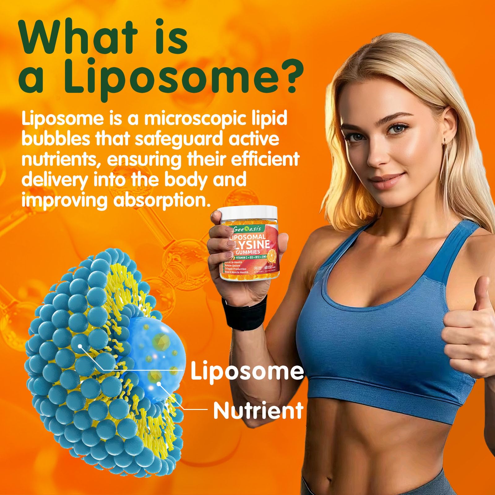 Liposomal L-lysine Gummies 1200mg, 60CT — Amazon image 4