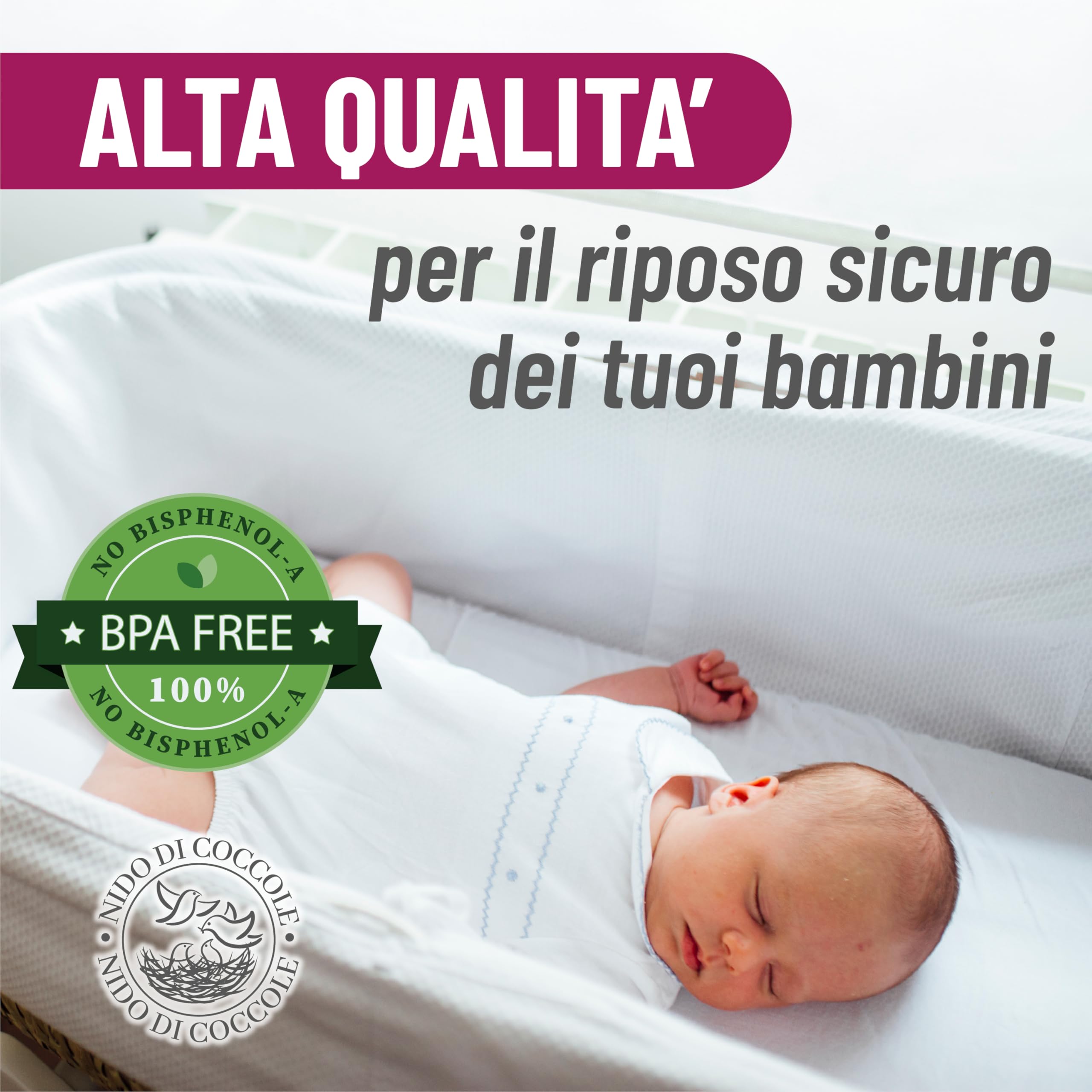 Coprimaterasso Next to Me 60x90 cm Set 2 sztuk Traspiranti Lavabili Angoli Elasticizzati Antiacaro