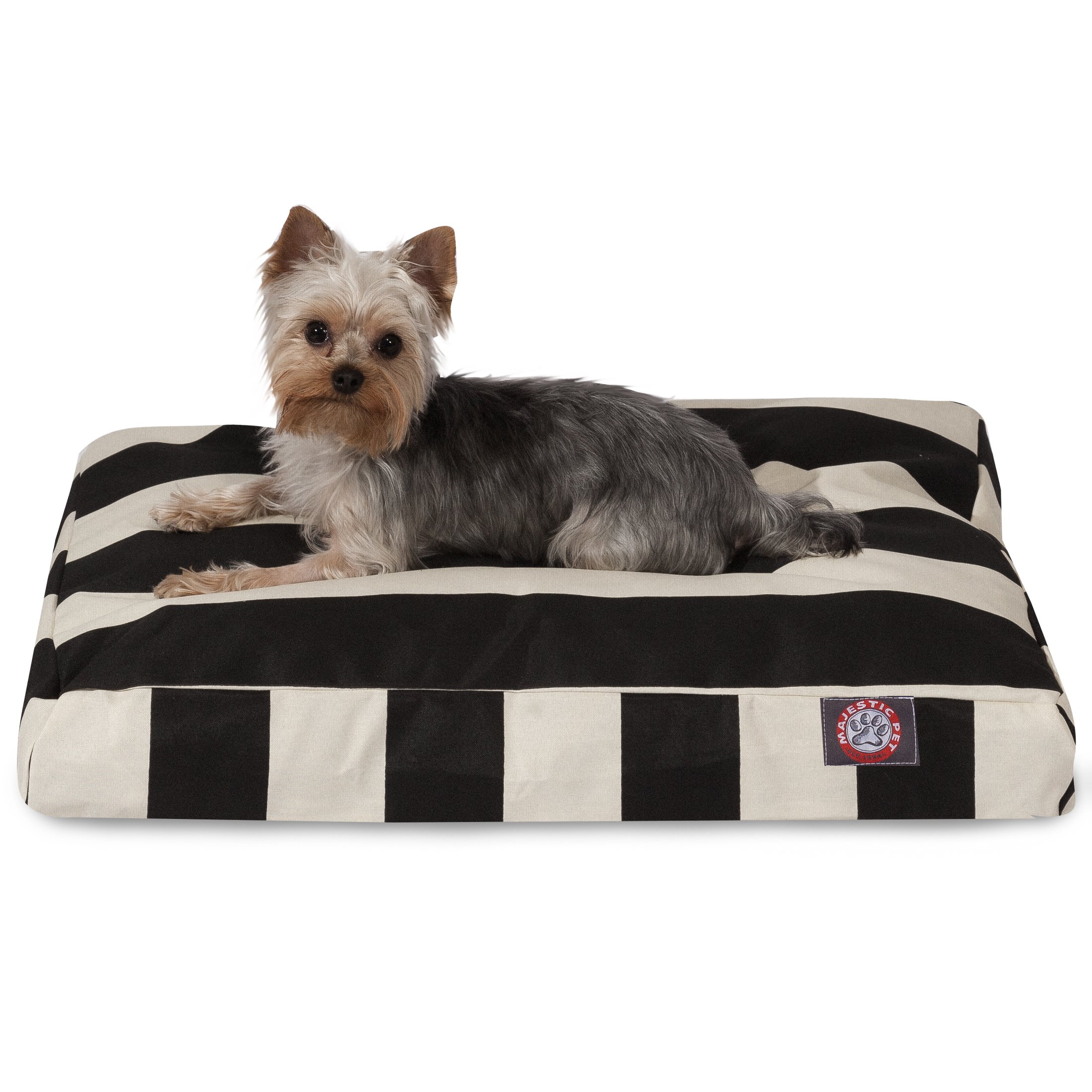 Photo 1 of Black Vertical Stripe Small Rectangle Indoor Outdoor Pet Dog Bed With Removable Washable Cover By Majestic Pet Products Black Small