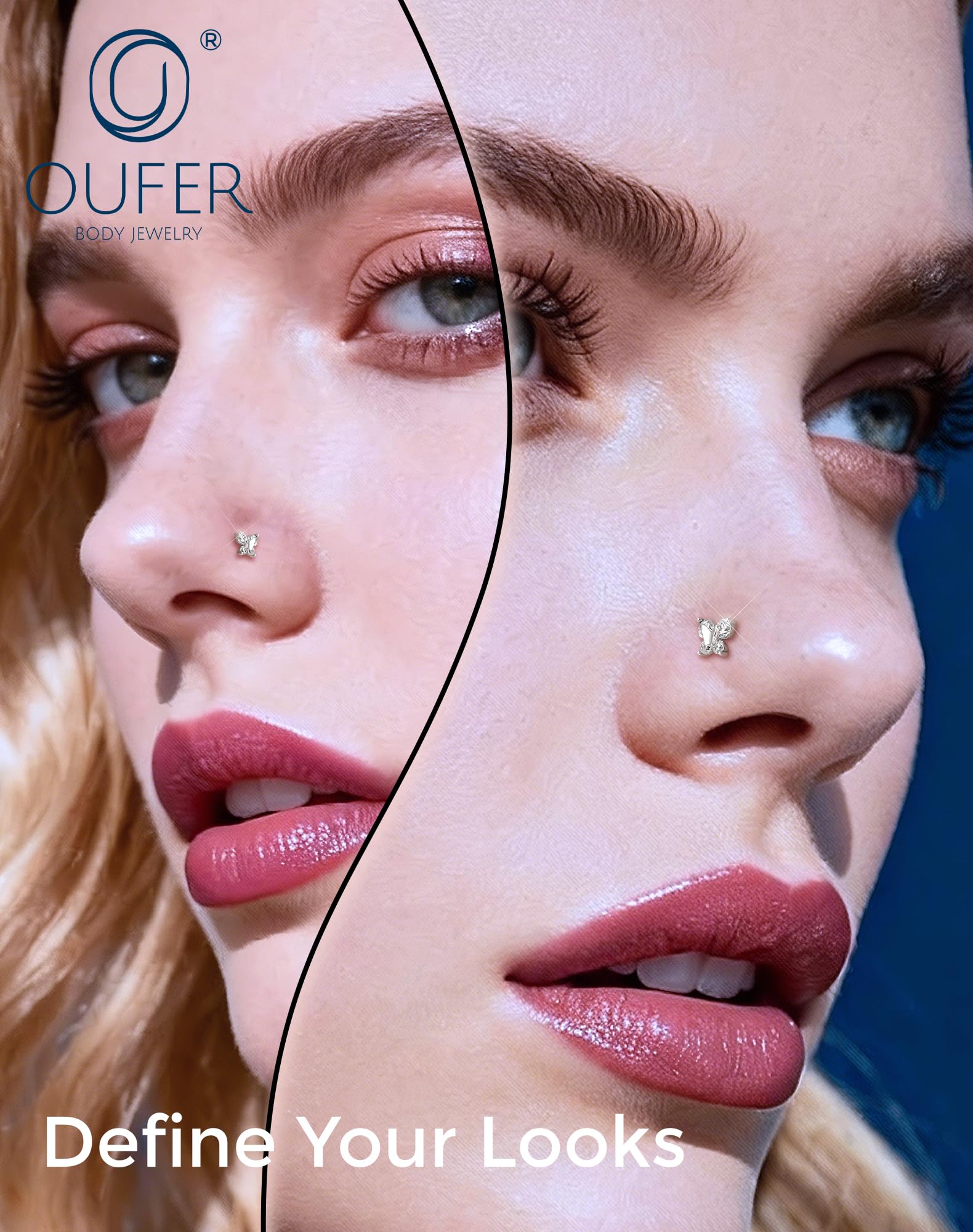 OUFER Piercing Nez 925 Argent Sterling Nose Piercing Jewellery L-Forme 20G Percing au Nez 7mm Vis Minimaliste CZ Transparent Bijoux pour Nostril pour Femmes - 5