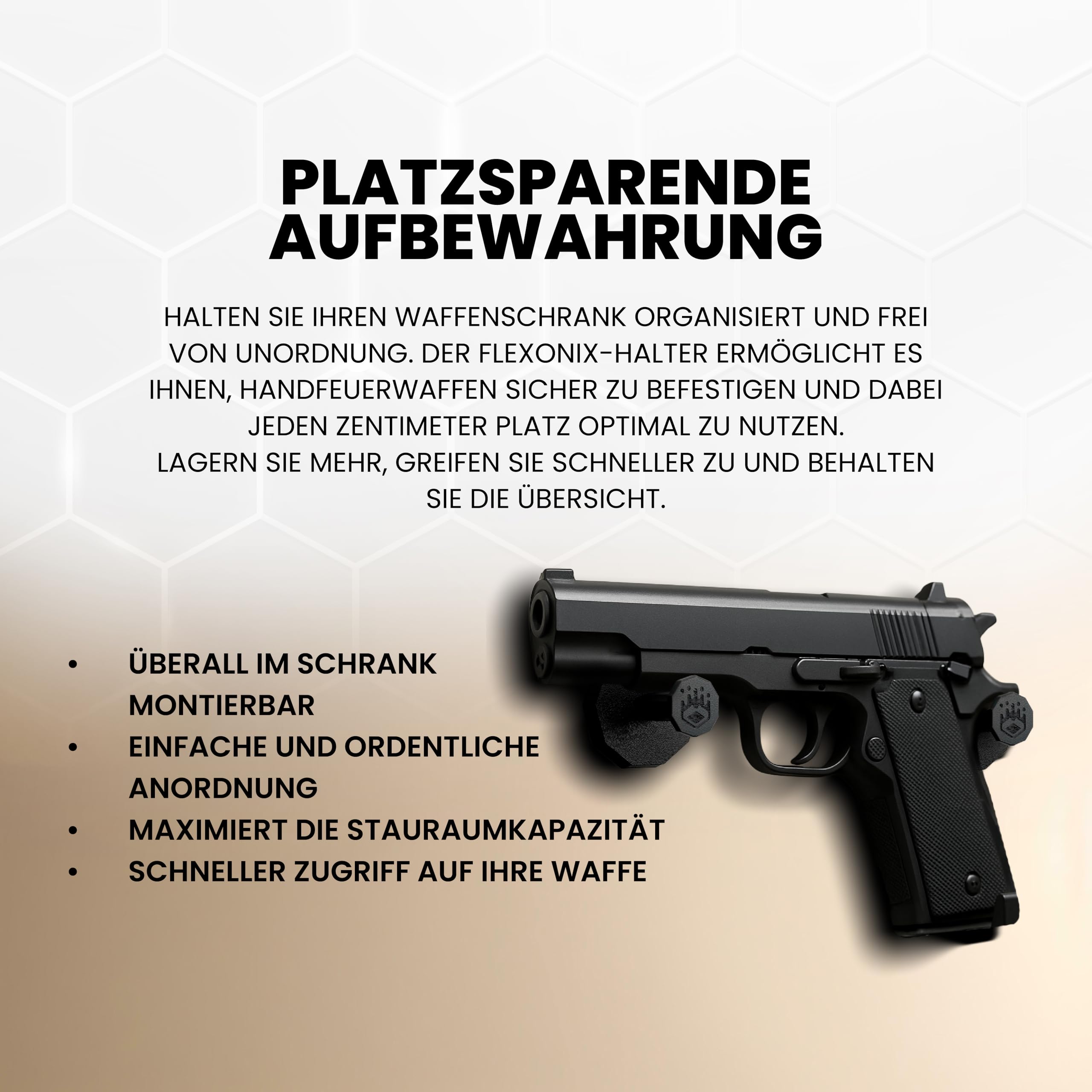 Magnetischer Pistolenhalter für Kurzwaffen – Starker Waffenmagnet für Waffenschrank & Tresor – Universal Halterung für Pistolen – Sicher, platzsparend, Made in Germany – 2-teiliges Set