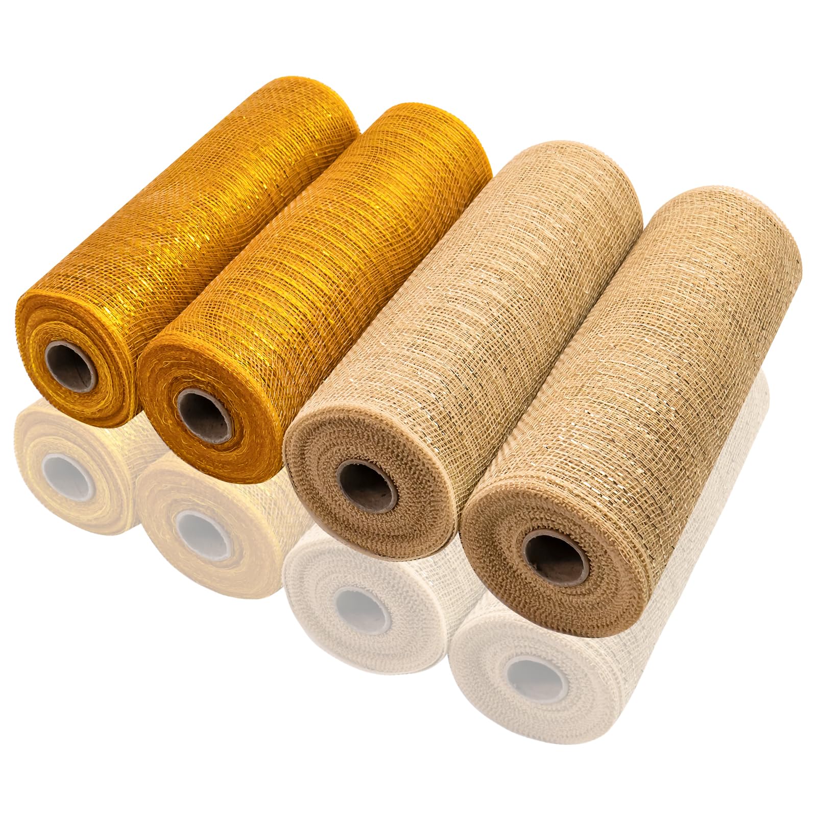 Poly Mesh Ribbon Brown Deco Mesh for Wreaths 10" x 30ft (10yd) Brown Set Poly Burlap Mesh Fabric for Party Decor(4 Pack)