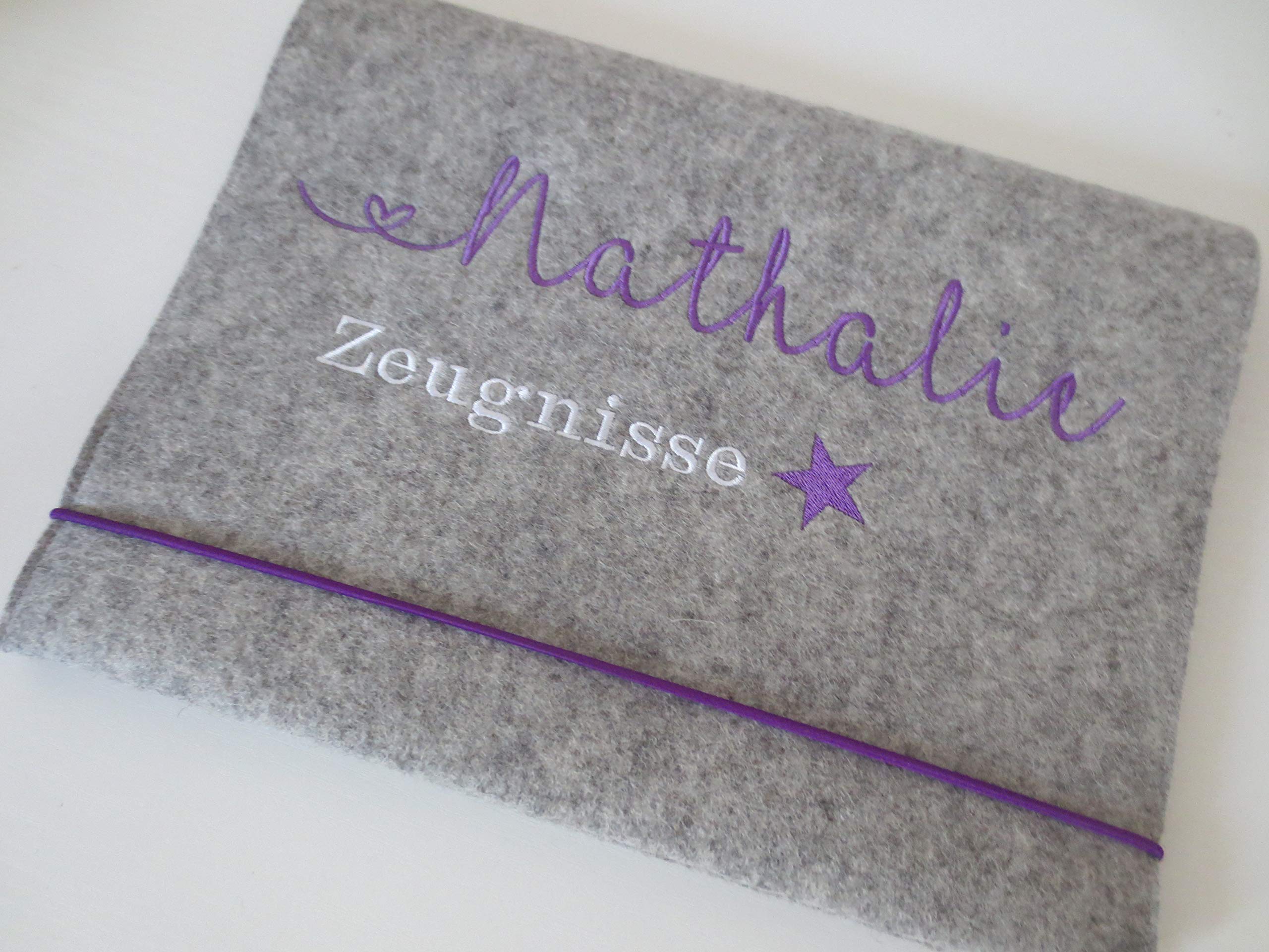 Zeugnismappe Wollfilz Mappe Zeugnisse DIN A4 Grundschule Schule "Sterm"