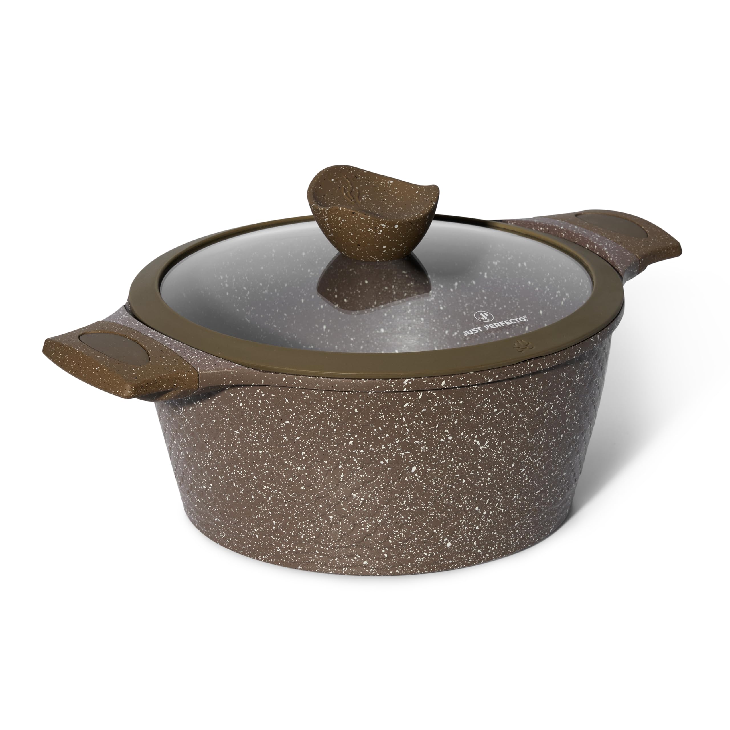 Just Perfecto Cocotte 24 cm avec Couvercle Marron JL-33, Antiadhésive, Compatible Tous Feux dont Induction | revêtement antiadhésif, compatible tous feux dont induction, couvercles inclus, poignées isolées