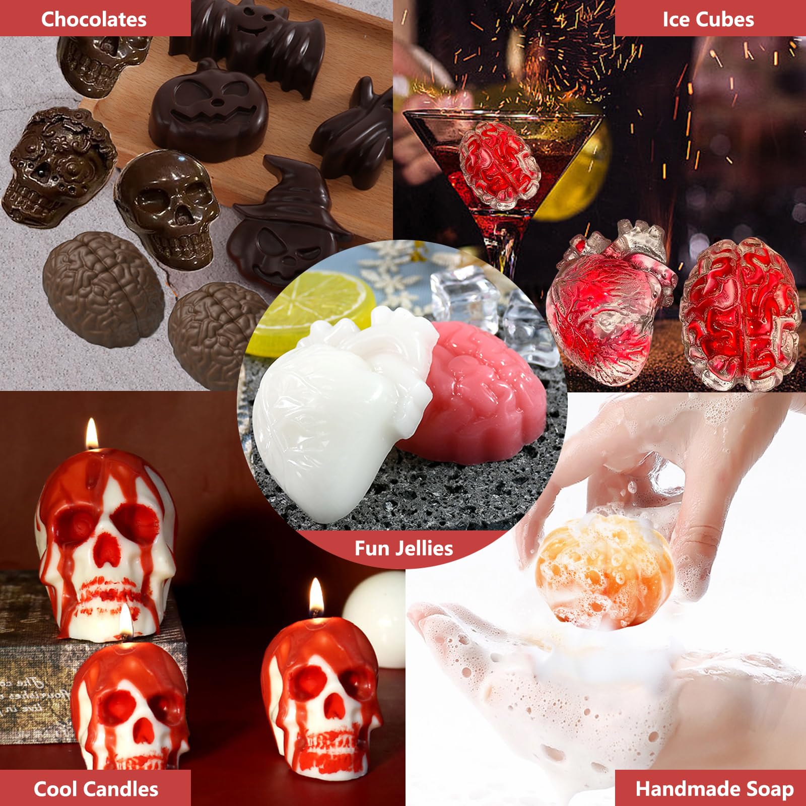 Lot De 2 Moules à Chocolat Halloween – Silicone 3D, Violet, 50 Ml, Neufs