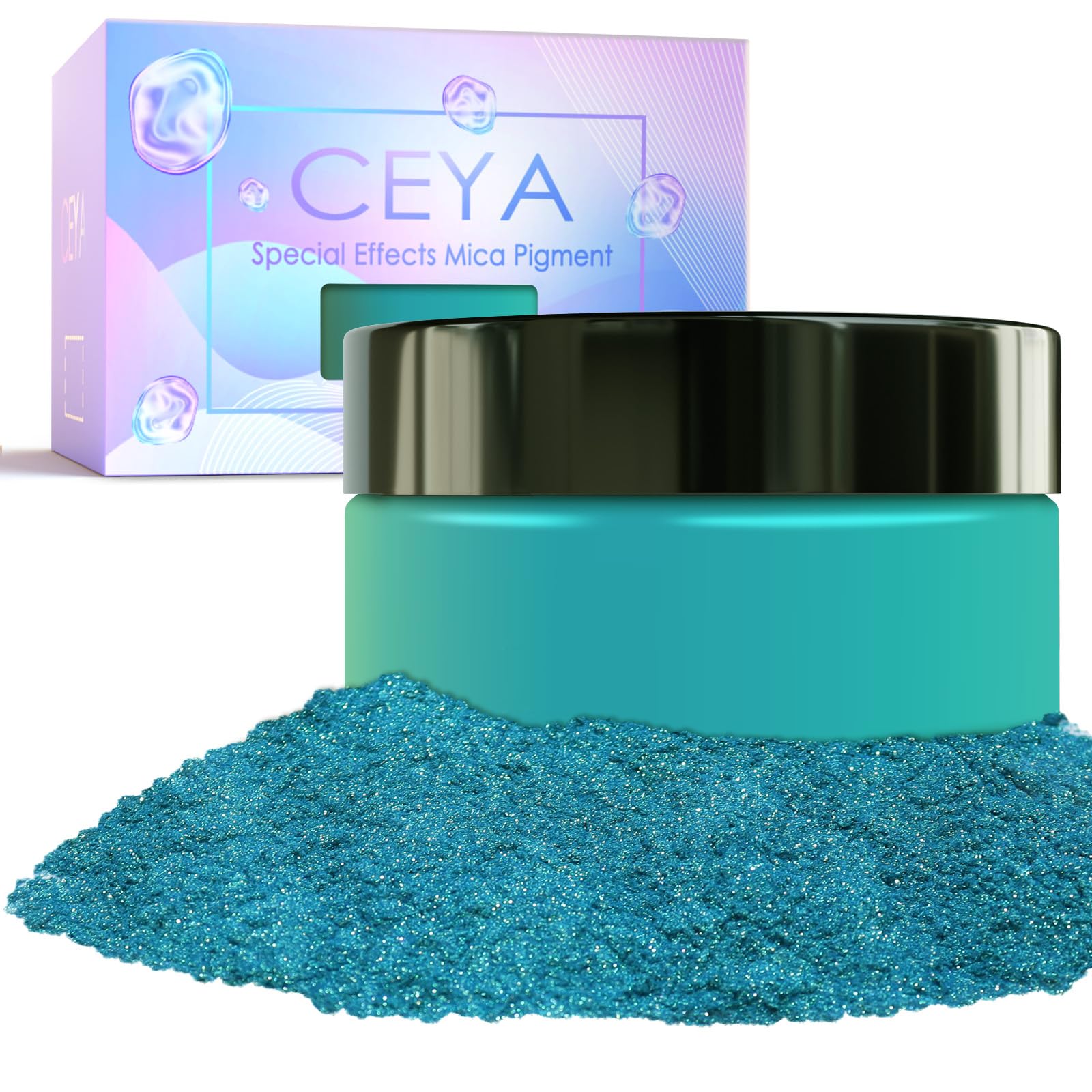 Ceya Highly Chameleon Mica Pigment, 1.8oz/ 50g Ultramarine Green Chrome Powder, Cosmetic Grade Pearlescent Effect Color Shift Pigment for Epoxy Resin, Makeup, Nail Polish, Soap Dye, Candle Making