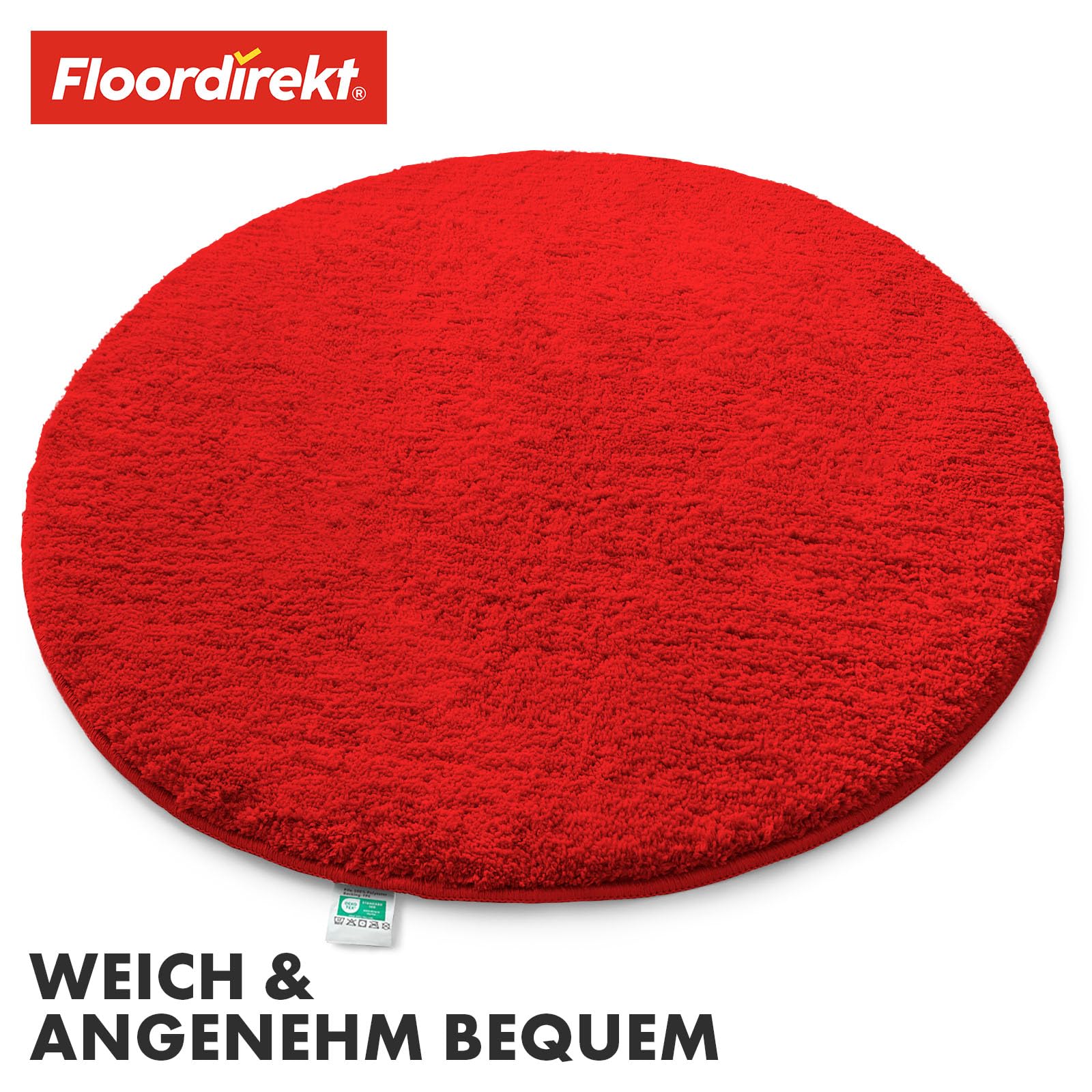 Badmat FLOORDIREKT Sky - Tapis De Bain Rond - Dense Et Moelleux Facteur De Bien Etre Pour Votre Maison Antiderapant Et Lavable Teste Sans Tissus Nocives Diametre 120 Cm Wit