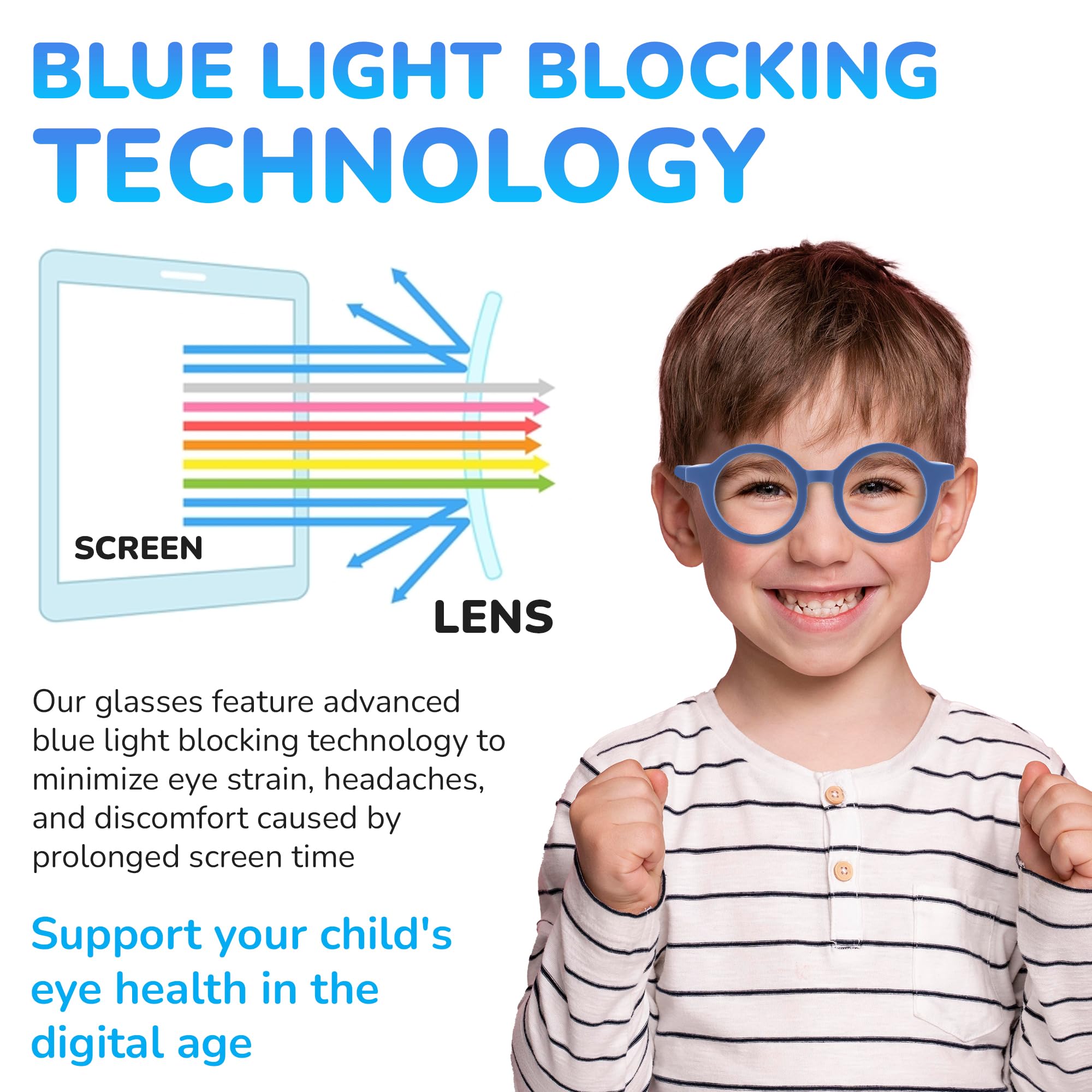 Yogo Vision Kinder-Brille mit Blaulichtfilter für Mädchen und Jungen, blendfreie Computerbrille, für die Schule und die Arbeit (rot)