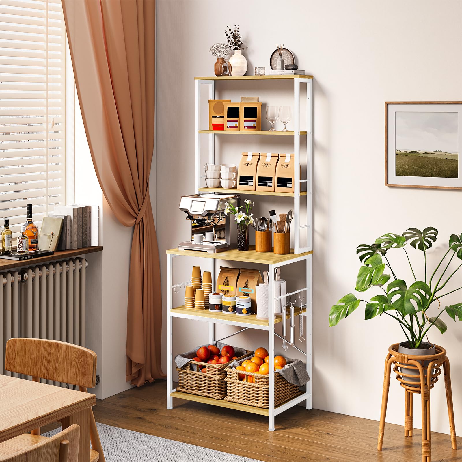 Xbro Scaffale da Cucina a 6 Ripiani, Struttura in Metallo con Ganci, Altezza Regolabile, Supporto per Microonde, Forno, Macchina da Caffè, 40 x 60 x 167 cm