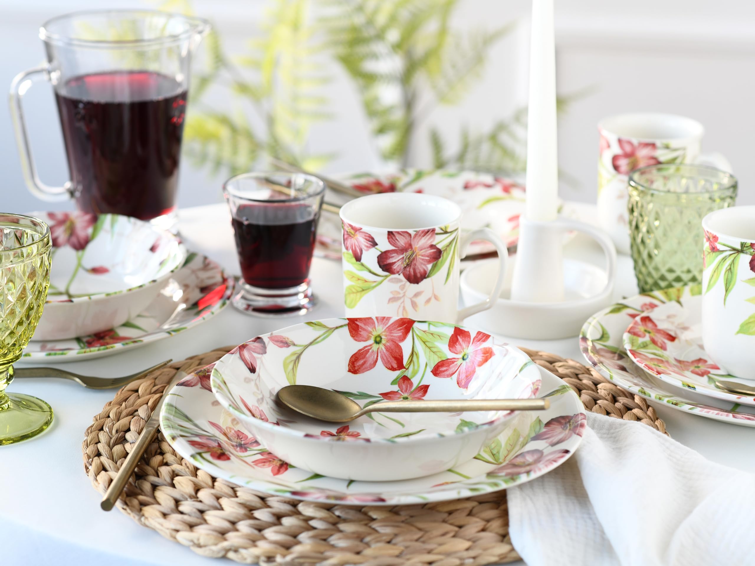CreaTable, 21134, Serie SUMMER COTTAGE, 16-teiliges Geschirrset, Kombiservice aus Steingut, spülmaschinen- und mikrowellengeeignet, Qualitätsproduktion Küche, Haushalt & Wohnen